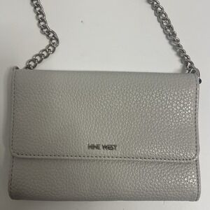 Nine West‎ Purse Handbag Crossbody Pebbled Gray with Adjustable Chain Strap